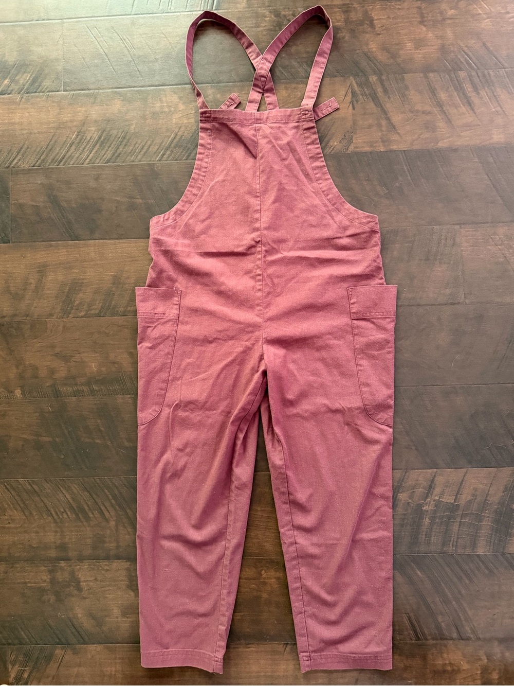 Mod Ref Mauve Linen Blend Crop Overalls (S)